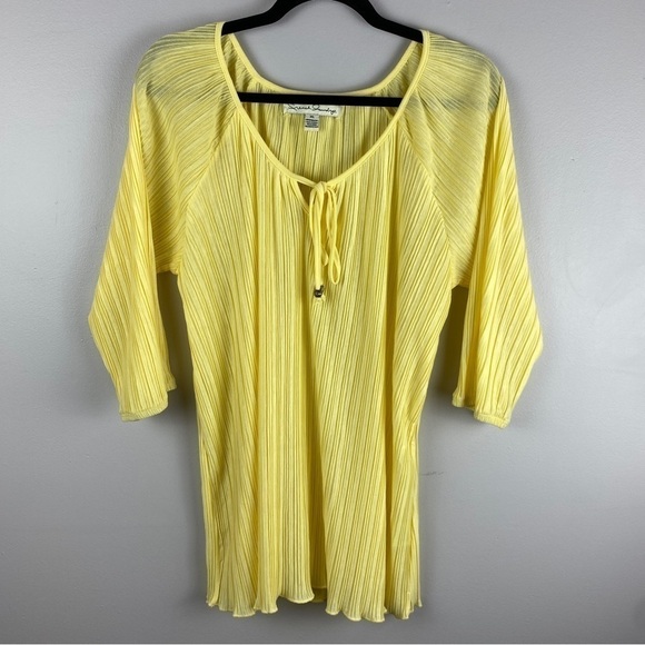 FRENCH Laundry Canary Yellow Boho Ribbed Top XL - Picture 2 of 9